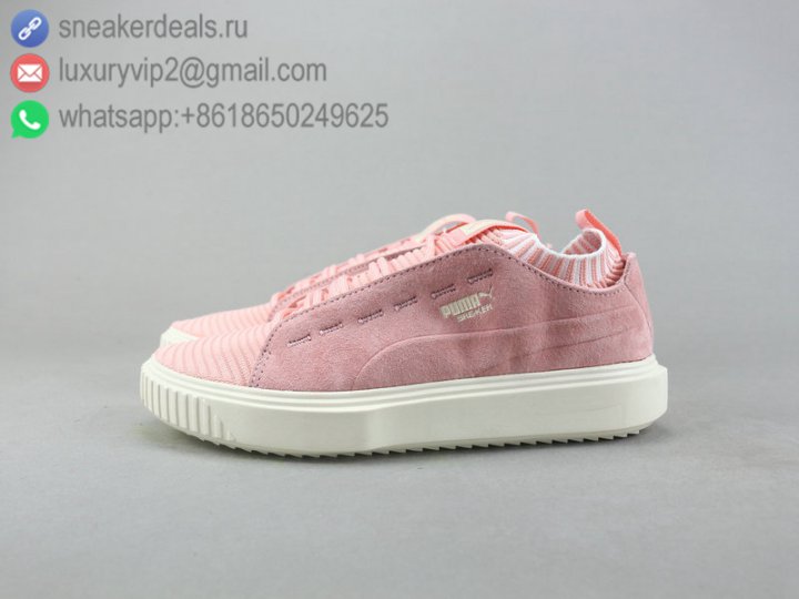 Puma Breaker Suede Platform Mono Satin Women Shoes Pink Leather Size 36-40